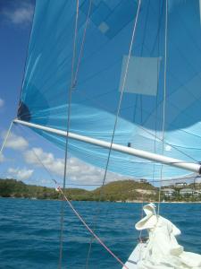 Nonsuch bay view with spinnaker up